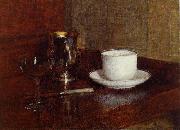 Henri Fantin-Latour Glass, Silver Goblet and Cup of Champagne oil painting